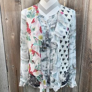 Anthro | Leifnotes abstract ruffled top